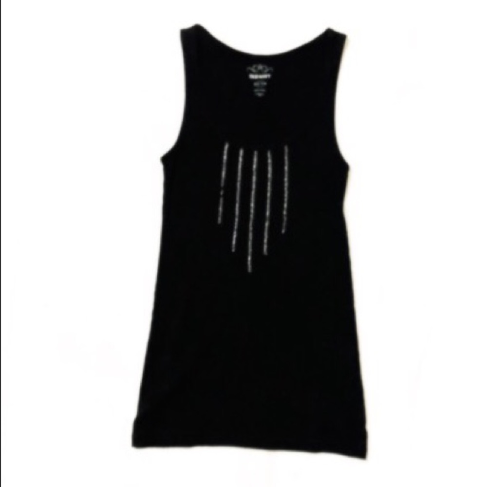 Old Navy Black Tank Top w/ Silver Stitching XS